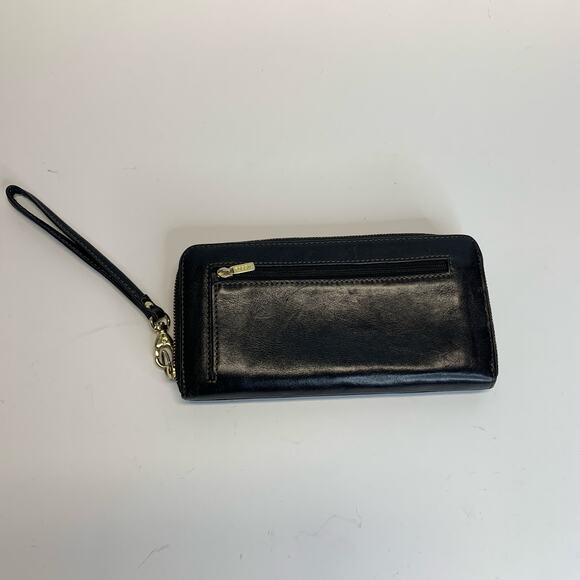 Fossil Black Leather Wristlet Wallet 8 x 4" - Picture 2 of 8